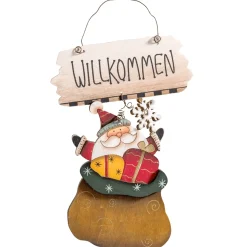 Hängedeko-Schild Weihnachtsmann "Willkommen"