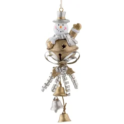 Baumschmuck Aus Metall-Schneemann mit Glöckchen