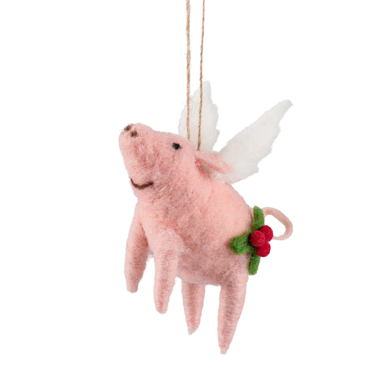 Baumschmuck Aus Filz-Schwein mit Flügel aus Filz