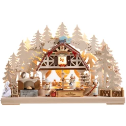 Käthes Original Weihnachtsdeko Holz|Schwibbogen Weihnachten-Schwibbogen "In der Weihnachtsbäckerei", 230V mit USB A-Anschluss