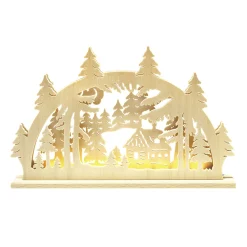 RATAGS Holzdesign Schwibbogen Weihnachten-Schwibbogen "Kleines Waldhäuschen", 230V mit USB A-Anschluss