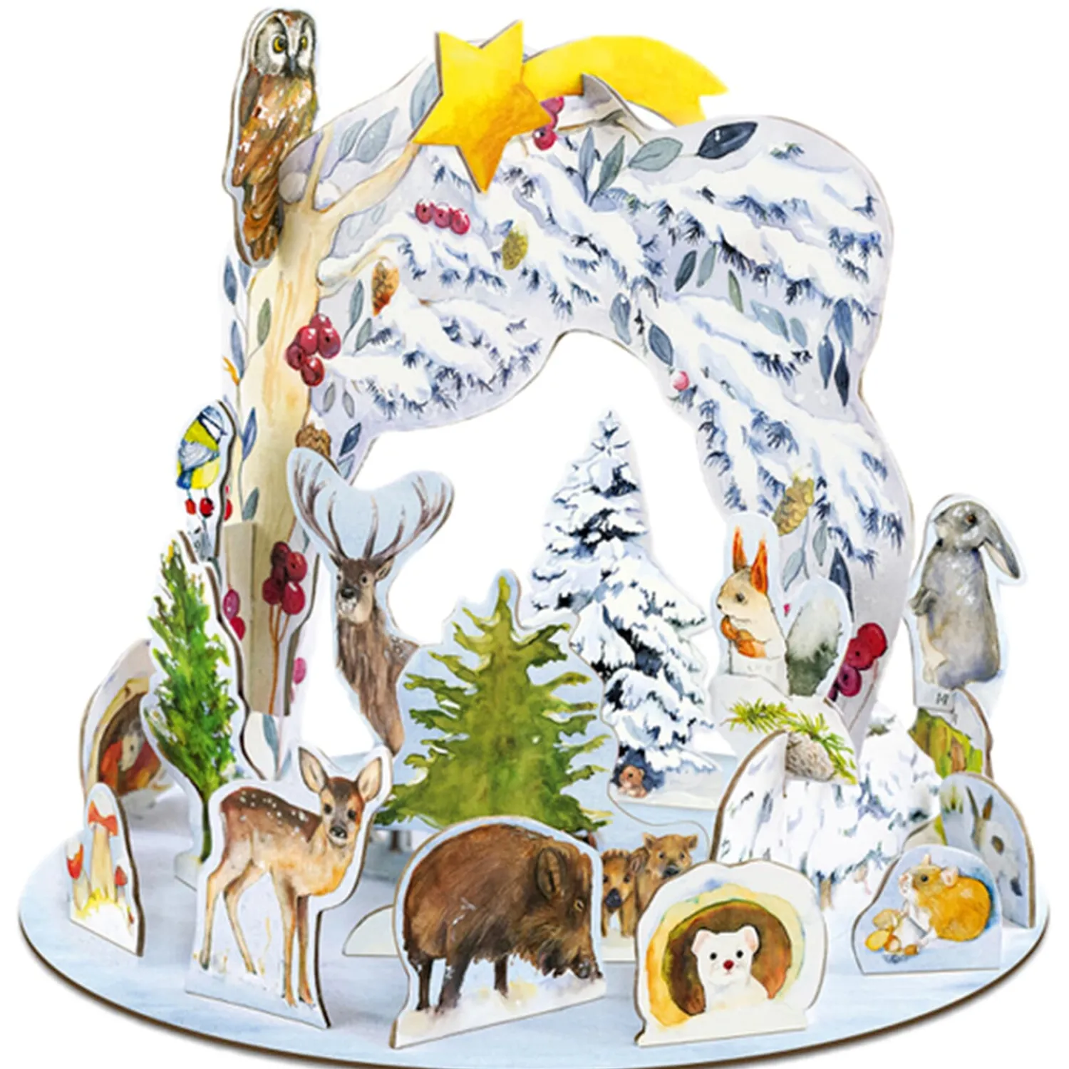 Adventsdeko & Kalender-Steck-Adventskalender "Tiere im Winter"
