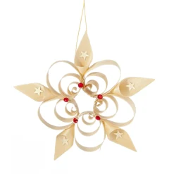 Christbaumschmuck Holz-Stern mit roten Steinen