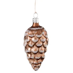 Weihnachtskugeln|Weihnachtskugeln Aus Glas-Tannenzapfen braun mit Glitzer