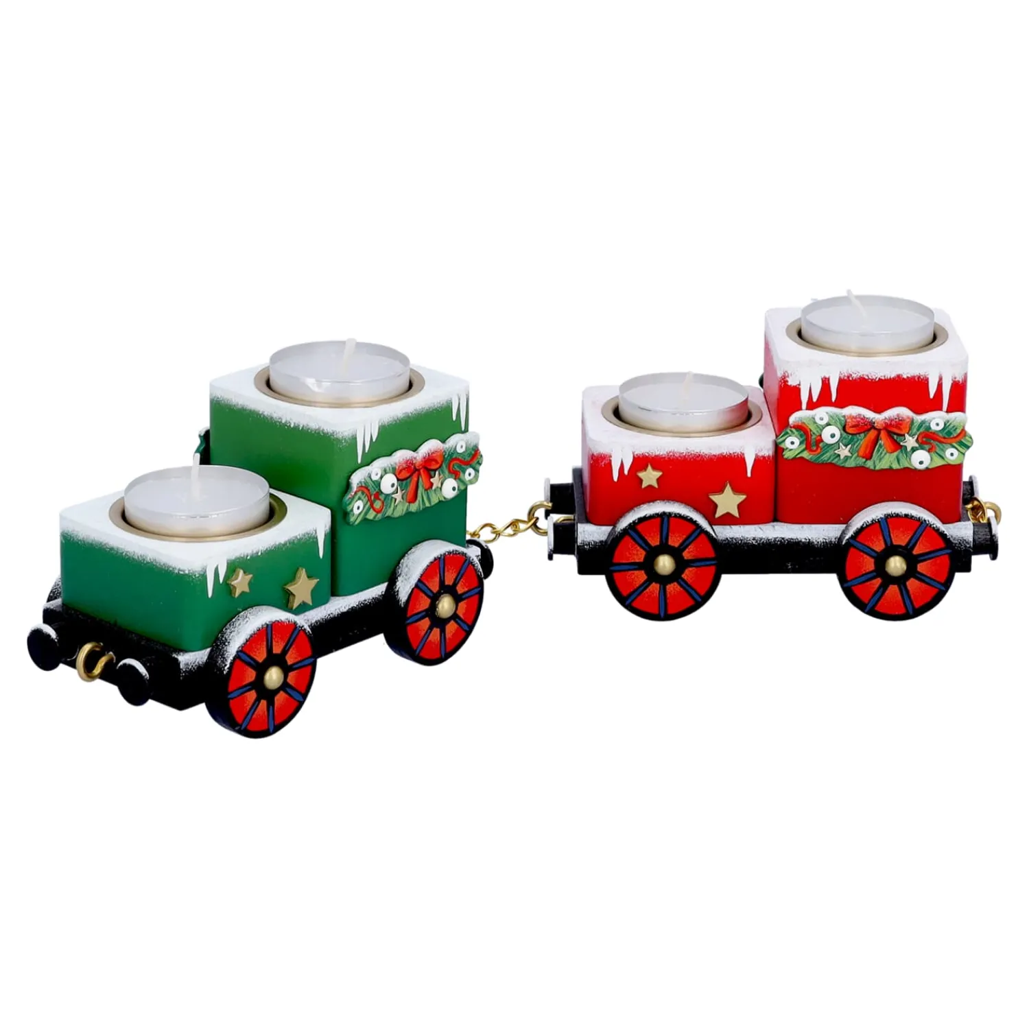 Käthes Original Kerzen & Teelichthalter|Räuchermänner-Teelichthalter "Waggons-Weihnachtsreise"