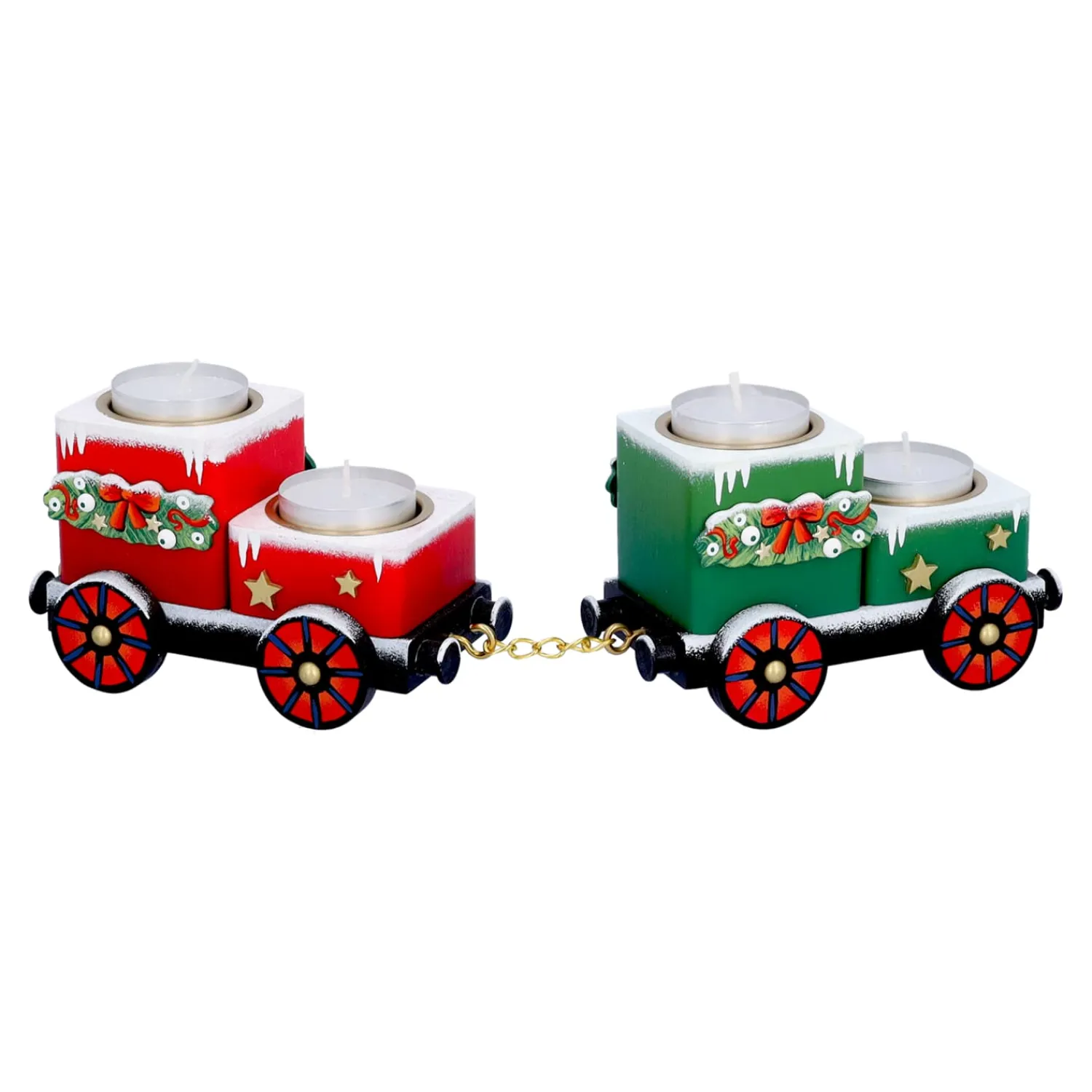 Käthes Original Kerzen & Teelichthalter|Räuchermänner-Teelichthalter "Waggons-Weihnachtsreise"