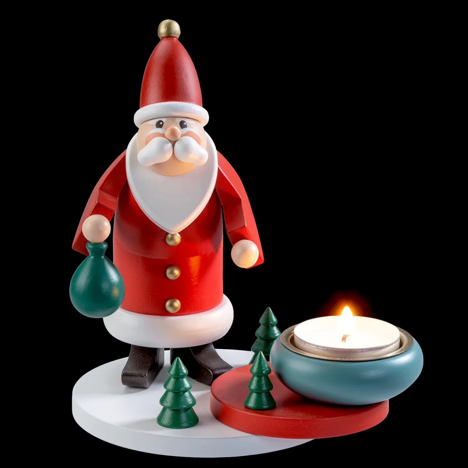 Käthes Original Kerzen & Teelichthalter-Teelichthalter "Weihnachtsmanns Waldweihnacht"