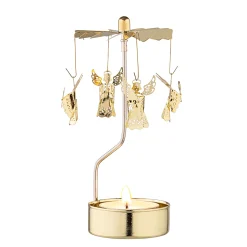 Weihnachtspyramiden-Teelicht-Karussell "Himmlische Boten", gold