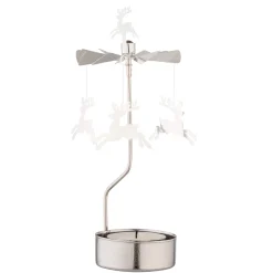 Kerzen & Teelichthalter|Weihnachtspyramiden-Teelicht-Karussell "Rentiere", silber
