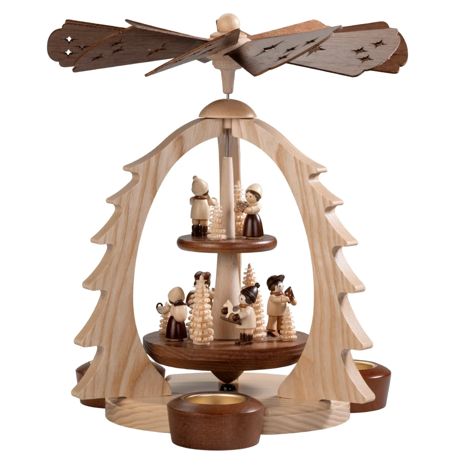 HODREWA Weihnachtspyramiden-Teelicht-Pyramide "Waldspaziergang"