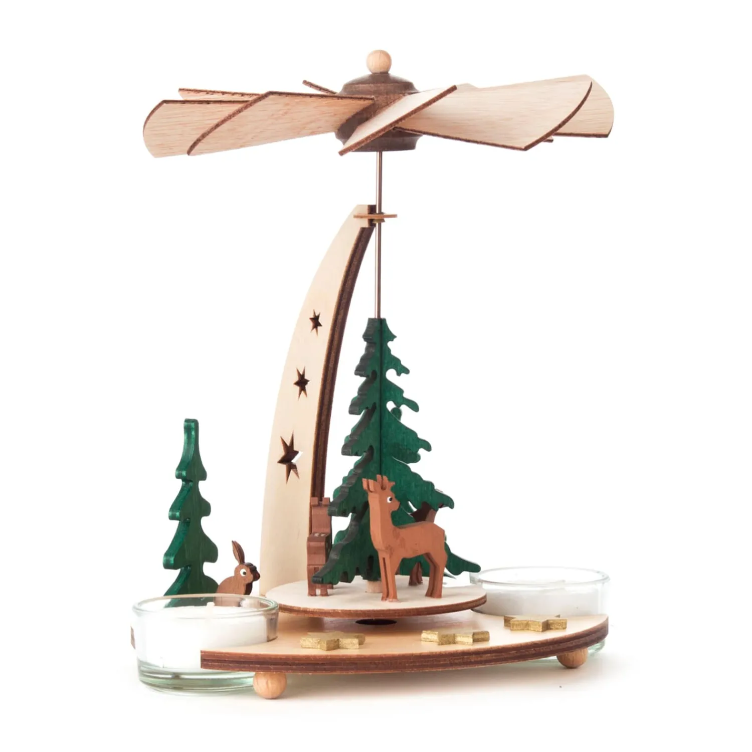 Weihnachtspyramiden-Teelicht-Pyramide "Waldtiere"