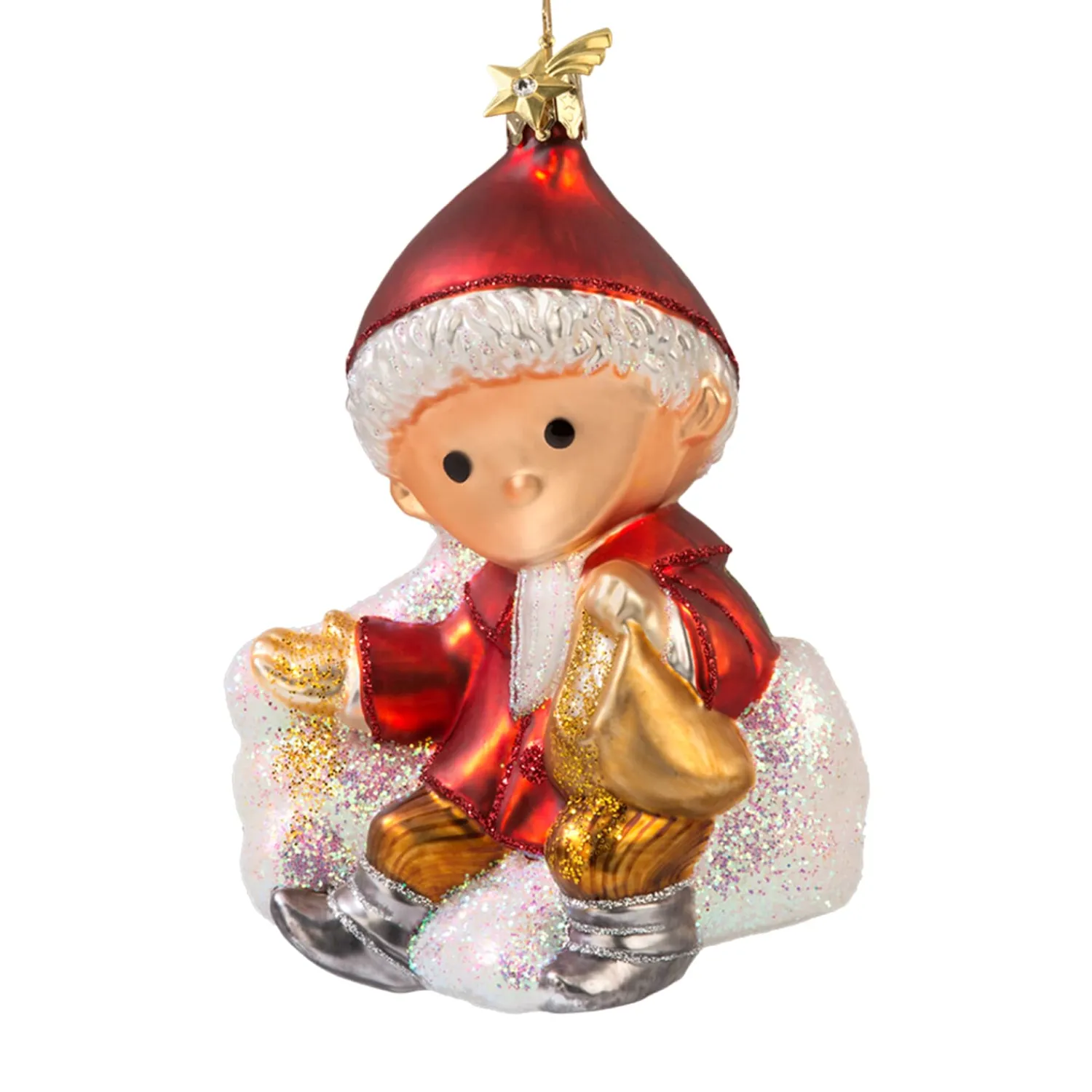 Poesie in Glas Unser Sandmännchen Und Seine Freunde|Weihnachtskugeln Aus Glas-Unser Sandmännchen auf Wolke