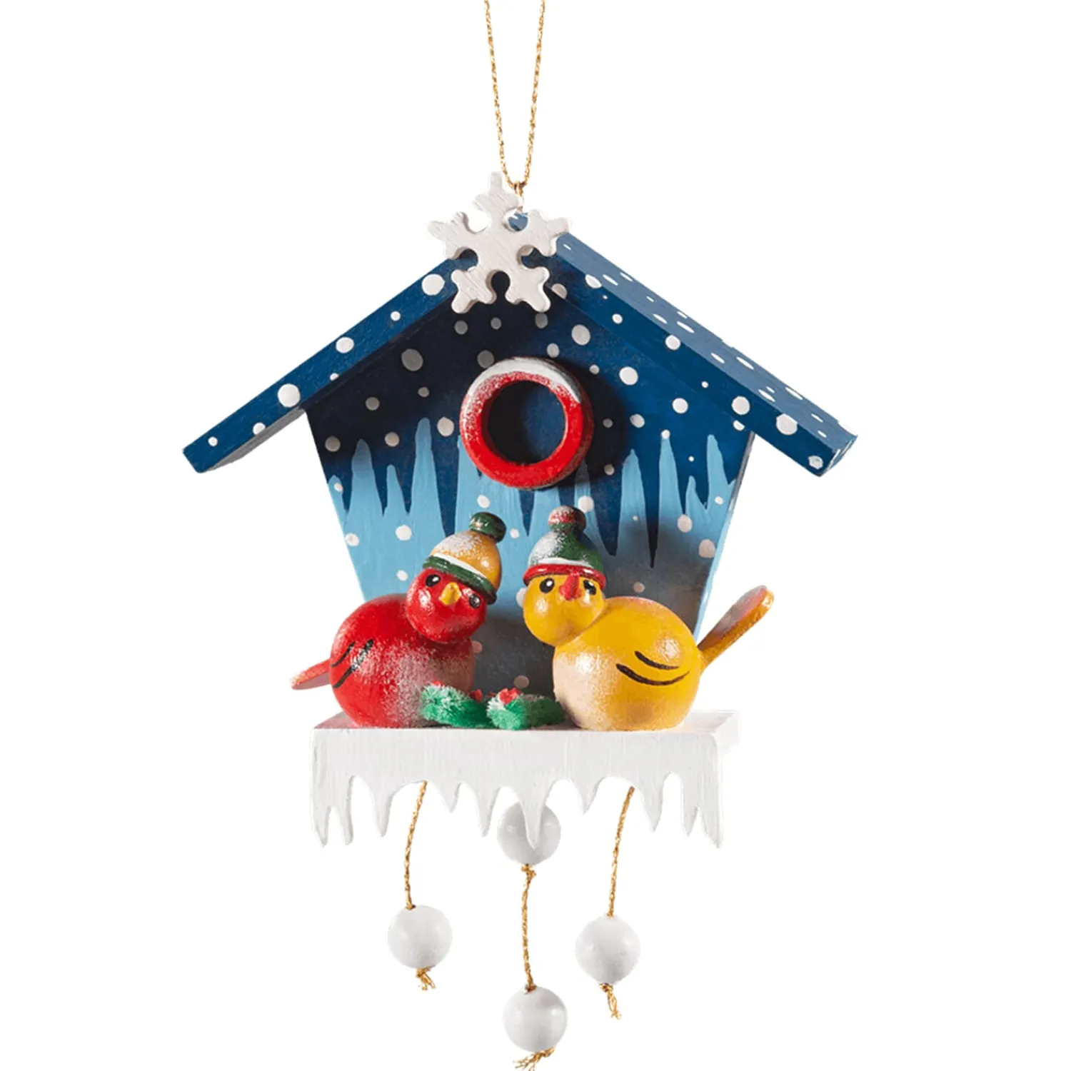 Käthes Original Christbaumschmuck Holz-Verschneites Vogelhaus