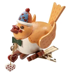 Käthes Original Christbaumschmuck Holz-Vogel mit Clip, gelb