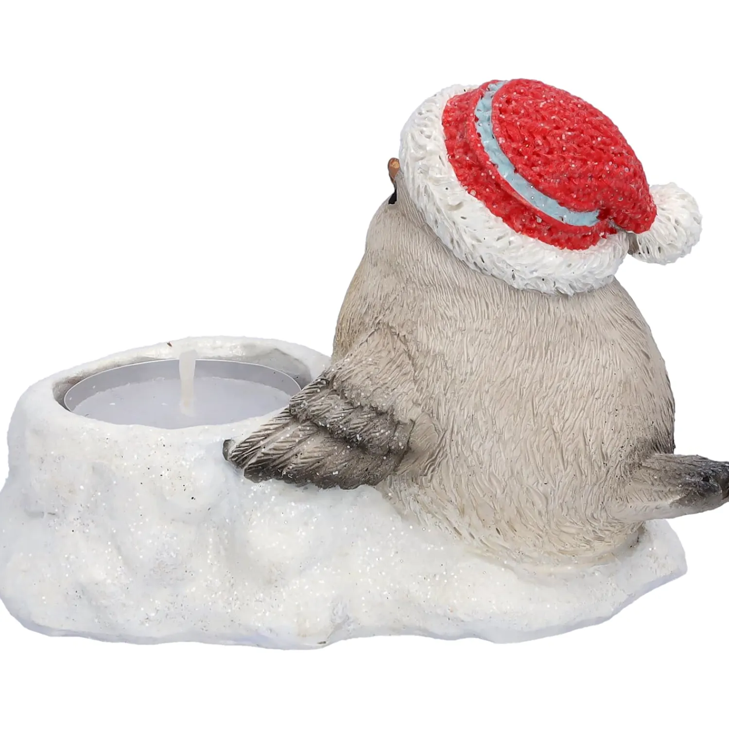 Standfiguren|Kerzen & Teelichthalter-Vogel mit roter Mütze, Teelichthalter