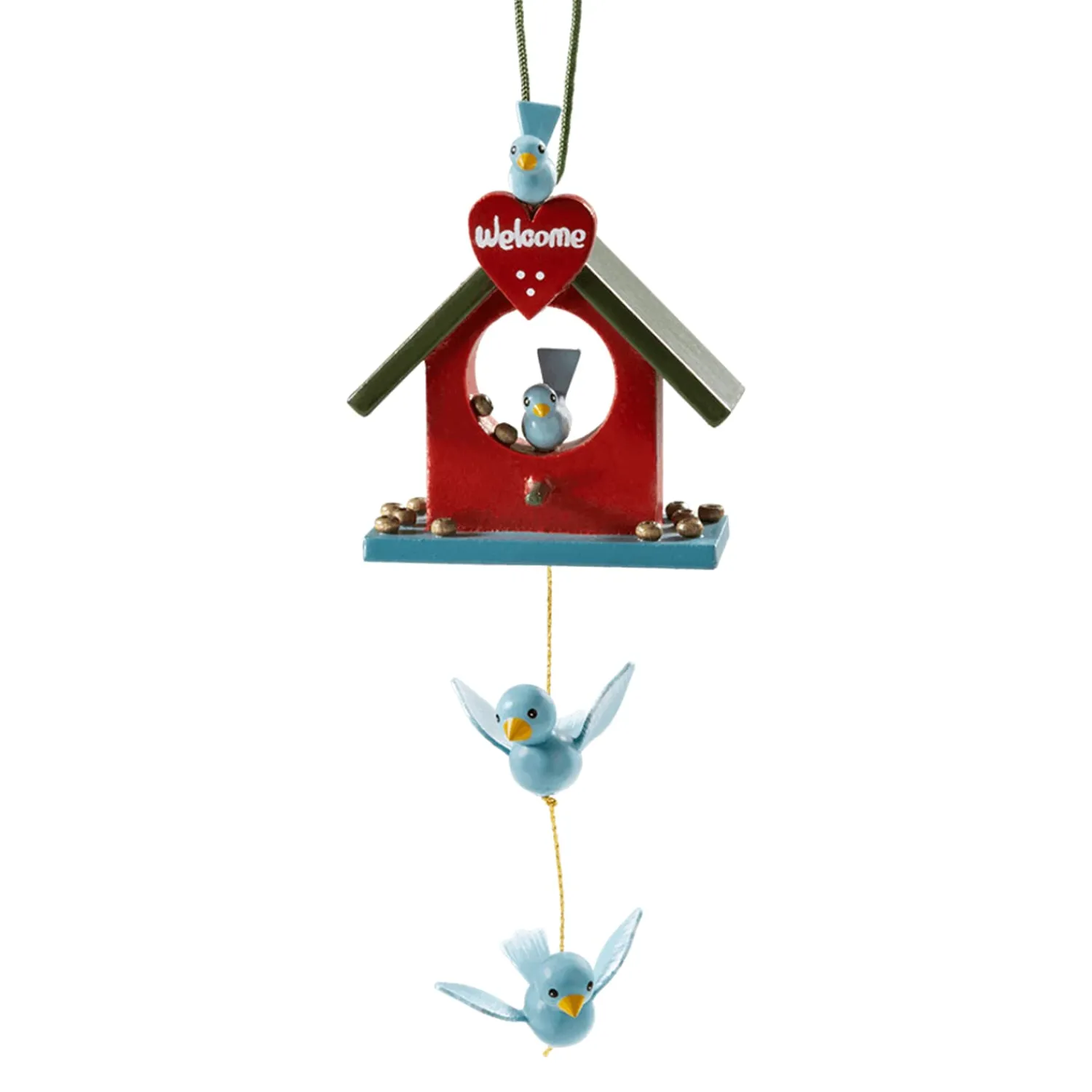 Käthes Original Christbaumschmuck Holz-Vogelhaus "Welcome"