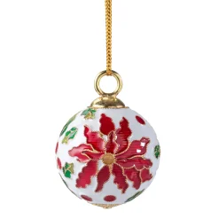 Baumschmuck Aus Metall-Weiße Kugel mit Blüte, Metall-Baumbehang