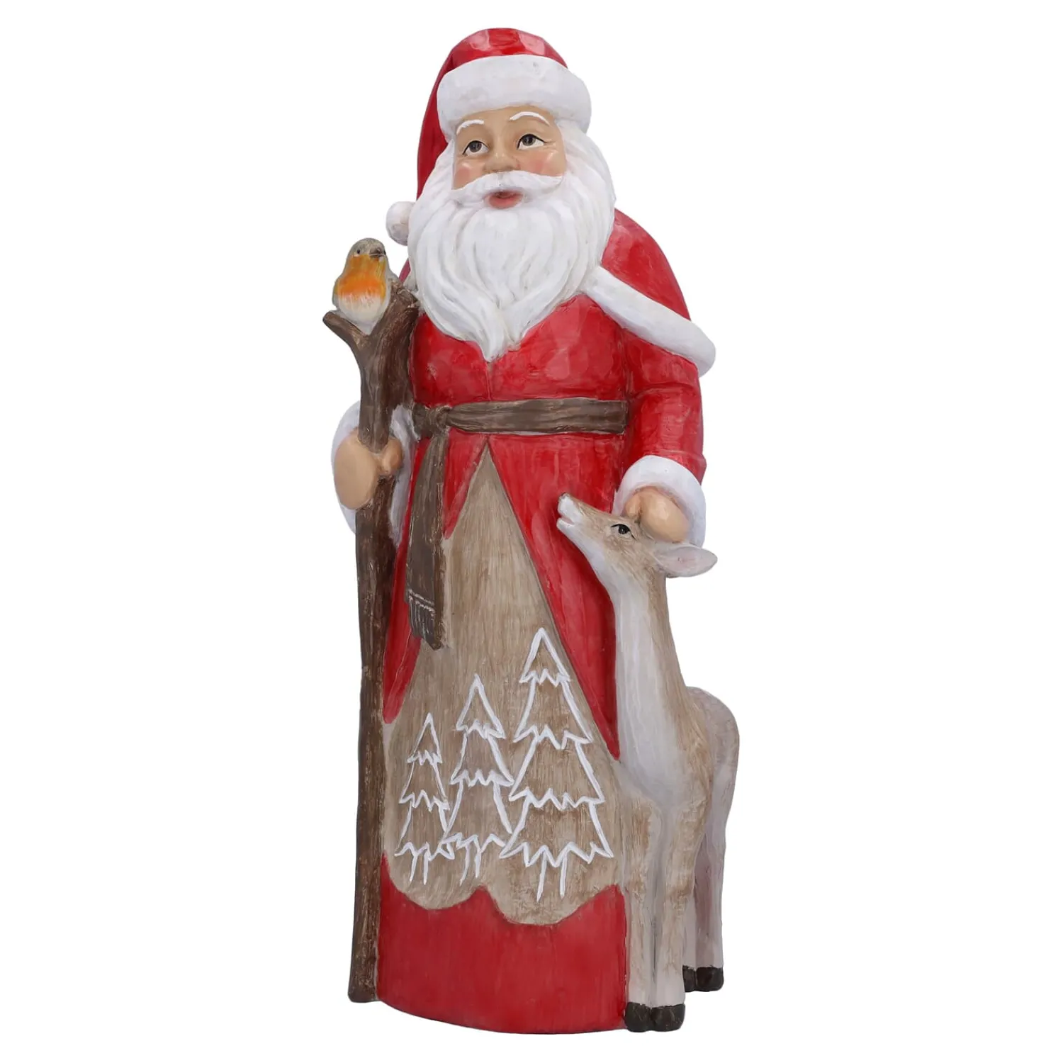 Nostalgische Weihnachtsdeko|Standfiguren-Weihnachtsmann mit Rehkitz