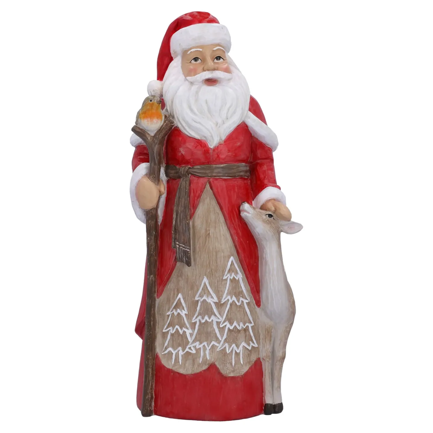 Nostalgische Weihnachtsdeko|Standfiguren-Weihnachtsmann mit Rehkitz