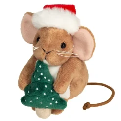Hermann Teddy Plüschtiere-Weihnachtsmaus mit Tannenbaum, Plüschfigur