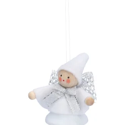 Käthes Original Käthes Original Figuren|Christbaumschmuck Holz-Weihnachtswichtel auf Glocke, weiß, Holz-Baumbehang