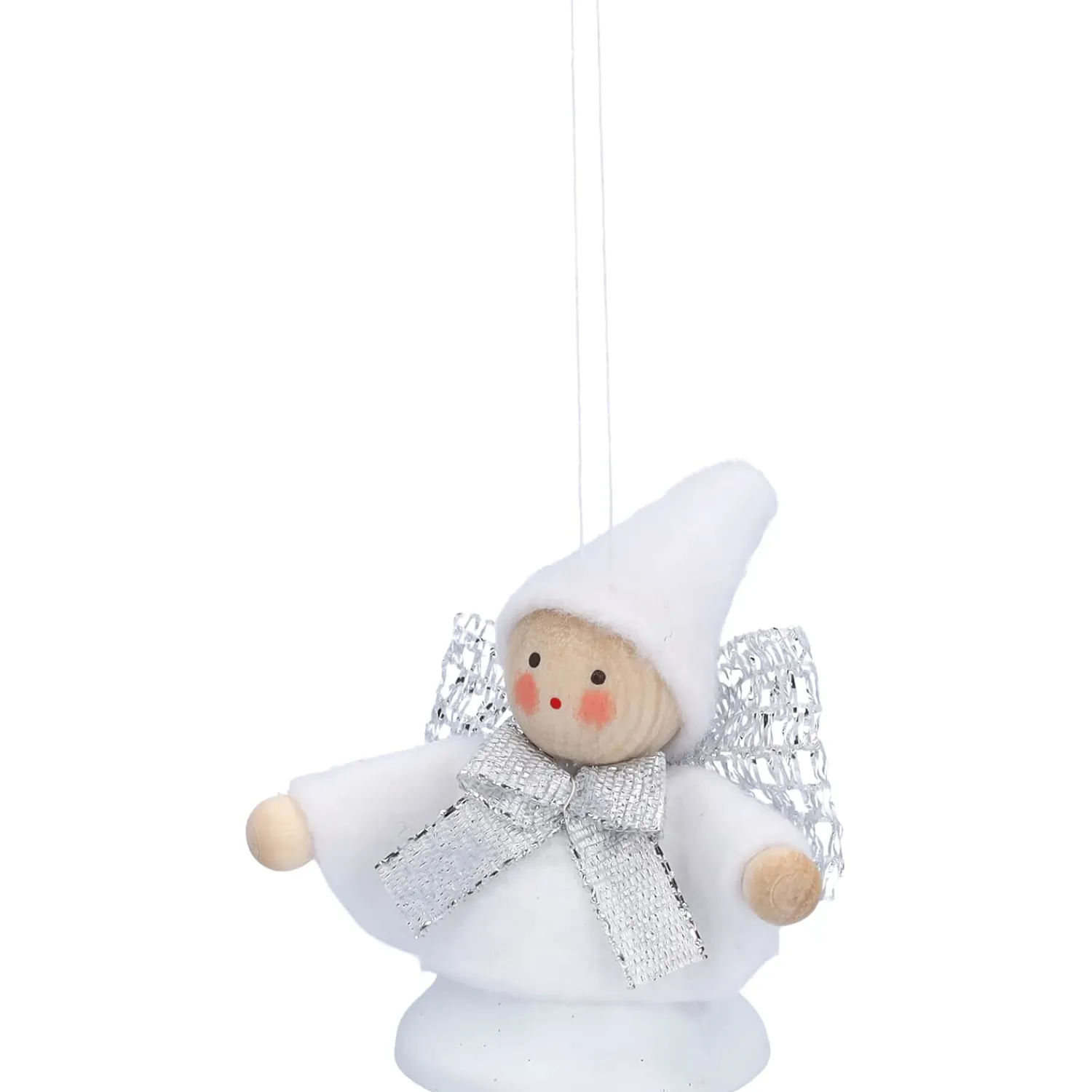 Käthes Original Käthes Original Figuren|Christbaumschmuck Holz-Weihnachtswichtel auf Glocke, weiß, Holz-Baumbehang