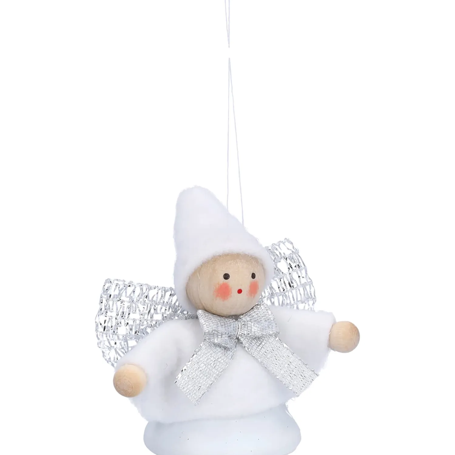 Käthes Original Käthes Original Figuren|Christbaumschmuck Holz-Weihnachtswichtel auf Glocke, weiß, Holz-Baumbehang