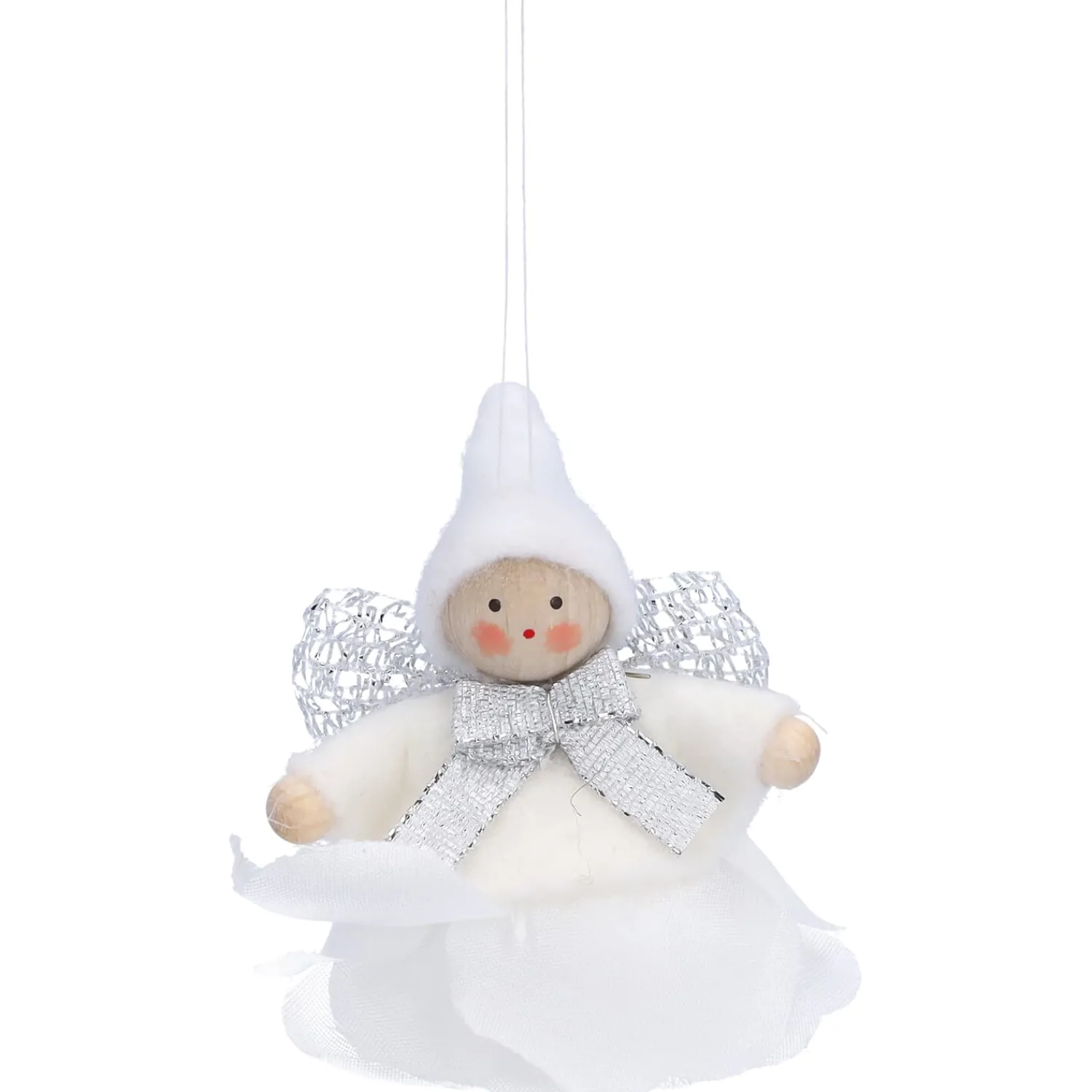 Käthes Original Käthes Original Figuren|Christbaumschmuck Holz-Weihnachtswichtel auf Rose, weiß, Holz-Baumbehang