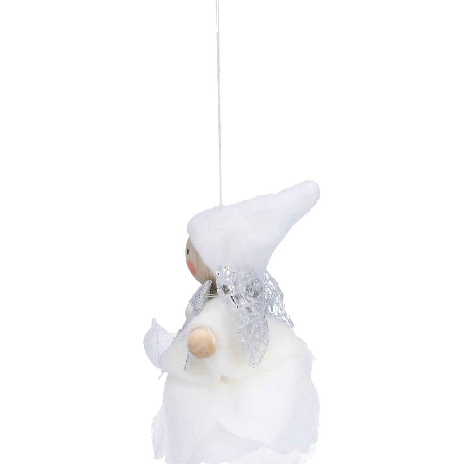 Käthes Original Käthes Original Figuren|Christbaumschmuck Holz-Weihnachtswichtel auf Rose, weiß, Holz-Baumbehang