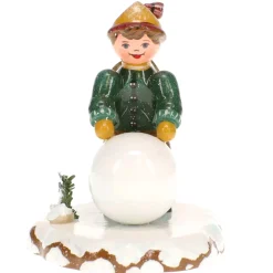 Hubrig Volkskunst Hubrig Miniaturen-Winterkinder Junge mit Schneekugel