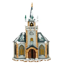 Hubrig Volkskunst Hubrig Miniaturen-Winterkinder Kirche, elektrisch beleuchtet