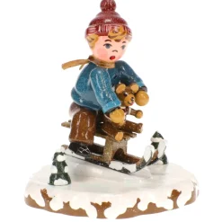 Hubrig Volkskunst Hubrig Miniaturen-Winterkinder Schlittenfahrer