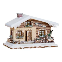 Hubrig Volkskunst Hubrig Miniaturen-Winterkinder Skihütte, elektrisch beleuchtet