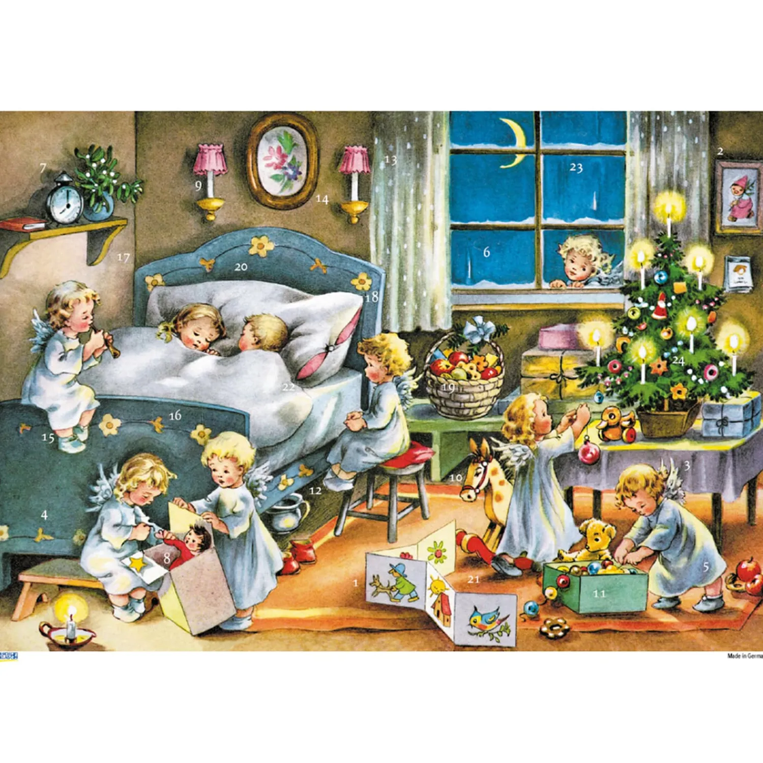 Adventsdeko & Kalender-Adventskalender "Engel im Schlafzimmer"