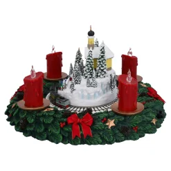 Spieluhr Weihnachten|Adventsdeko & Kalender-Adventskranz Winterdorf, Spieldose