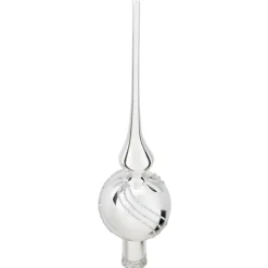 Christbaumspitzen|Weihnachtskugeln Aus Glas-Baumspitze silber mit Glitterdekor