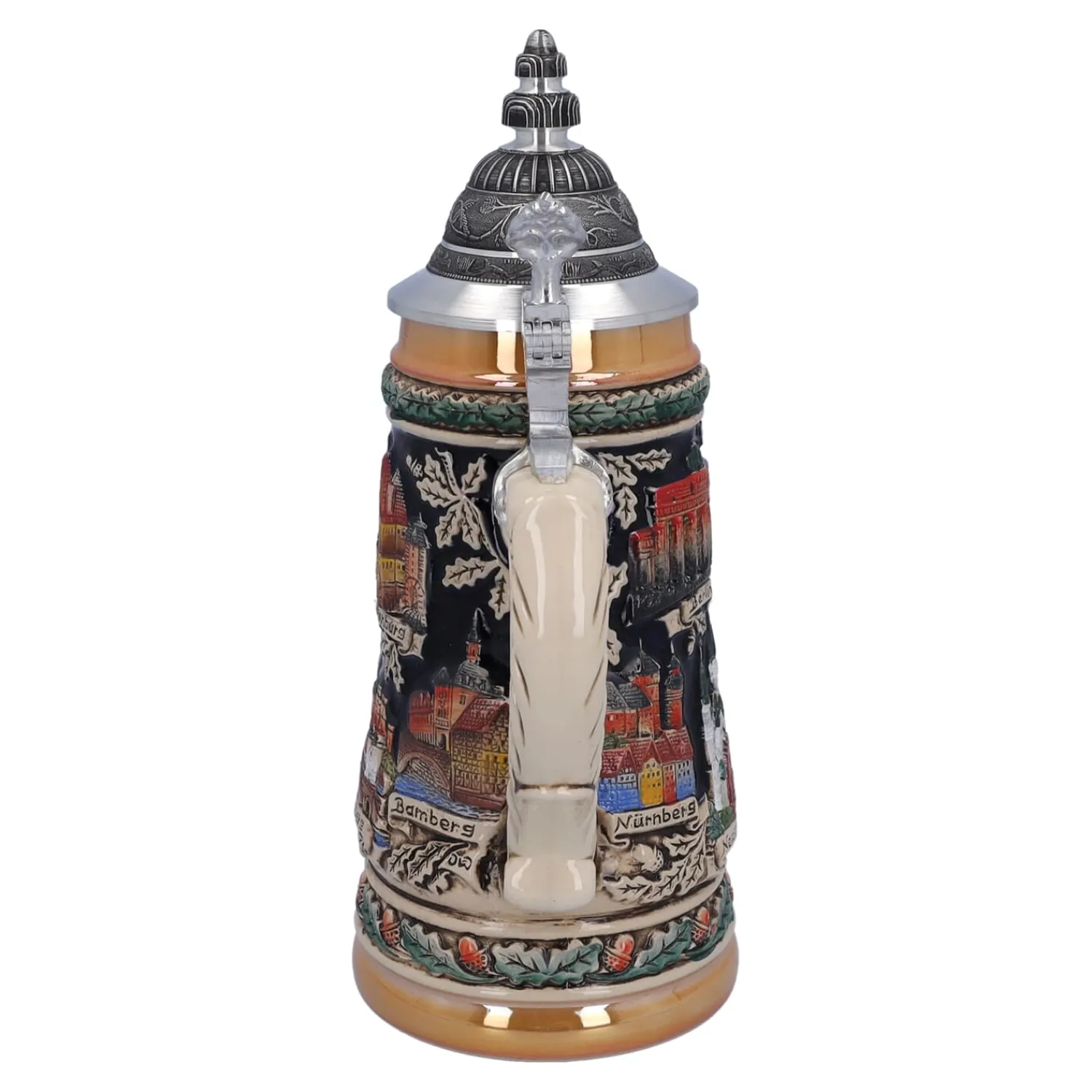 Bierkrüge|Deutschland Motive-Bierkrug mit Zinndeckel "Deutschland", bunt-schwarz, 0,5l