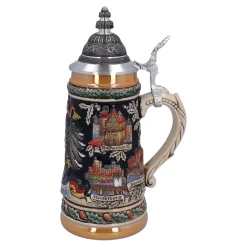 Bierkrüge|Deutschland Motive-Bierkrug mit Zinndeckel