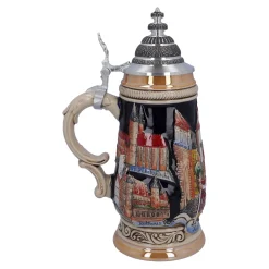 Bierkrüge|Rothenburg Motive-Bierkrug mit Zinndeckel 