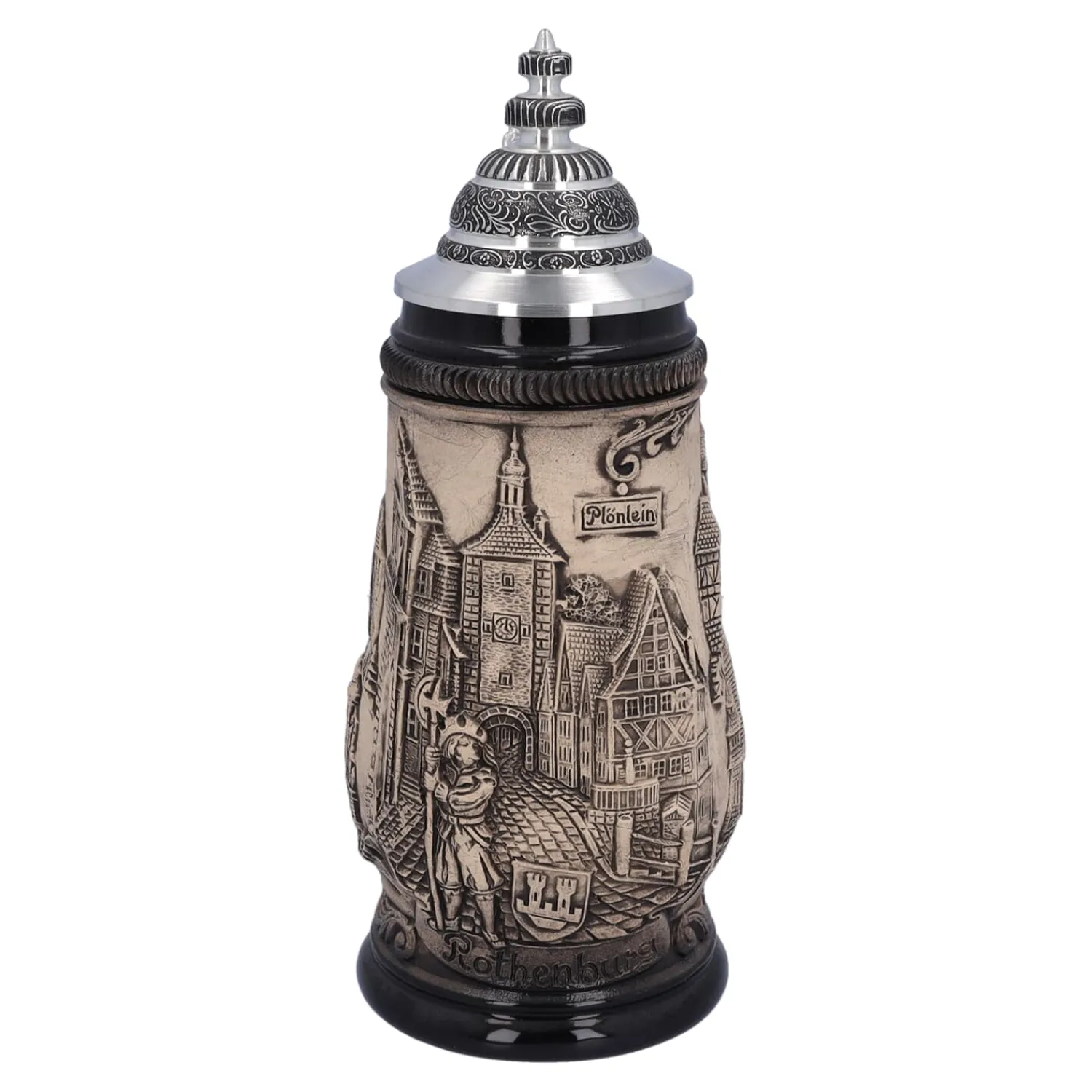 Bierkrüge|Rothenburg Motive-Bierkrug mit Zinndeckel "Rothenburg", natur, 0,5 Liter