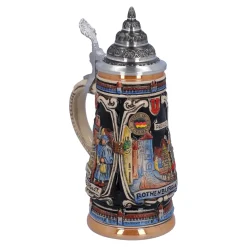 Bierkrüge|Rothenburg Motive-Bierkrug mit Zinndeckel 