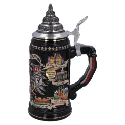 Bierkrüge|Rothenburg Motive-Bierkrug mit Zinndeckel 