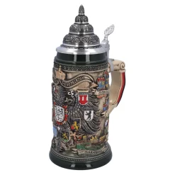 Bierkrüge|Rothenburg Motive-Bierkrug mit Zinndeckel "Stadtwappen", braun, 0,75l