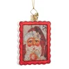 Poesie in Glas Nostalgische Weihnachtsdeko|Weihnachtskugeln Aus Glas-Briefmarke mit Weihnachtsmann