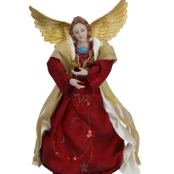 Standfiguren-Engel, rot/goldfarben, Standfigur