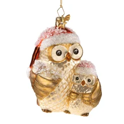 Poesie in Glas Weihnachtskugeln Aus Glas-Eulenmutter mit Kind