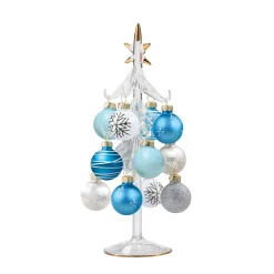 Standfiguren-Glasbaum mit blauen Kugeln