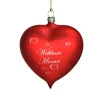 Weihnachtskugeln Aus Glas-Glasherz bordeauxrot matt "Weltbeste Mama"