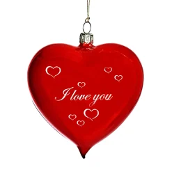 Weihnachtskugeln Aus Glas-Glasherz rot glänzend "I love you"