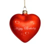 Weihnachtskugeln Aus Glas-Glasherz rot matt "Happy Birthday"